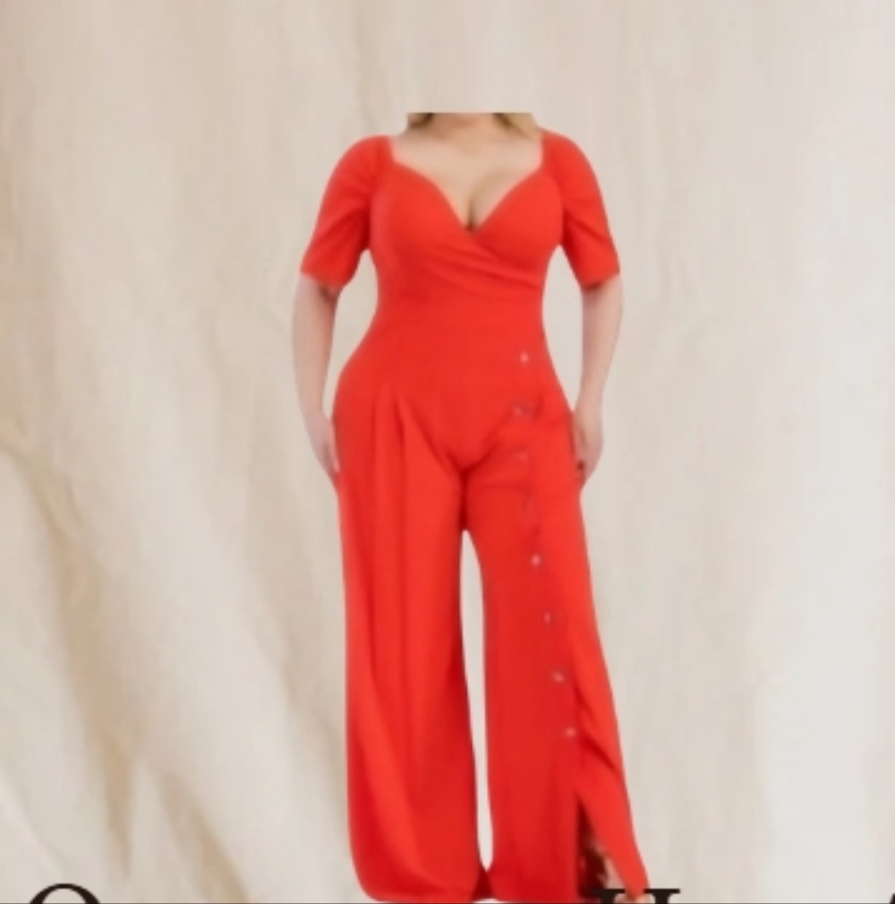 Elegant Orange- Red Jumpsuit